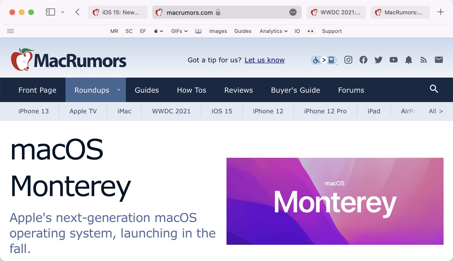 macos monterey safari tab bar redesign